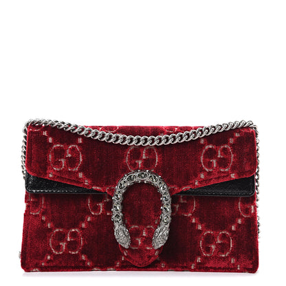 Gucci Velvet GG Monogram Super Mini Dionysus Shoulder Bag Red Cipria Black 1 of 9