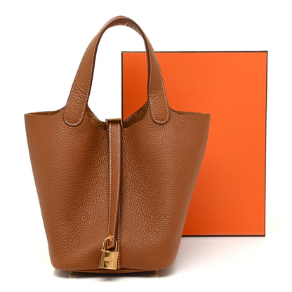Hermes Taurillon Clemence Picotin Lock 18 PM Gold 9 of 9