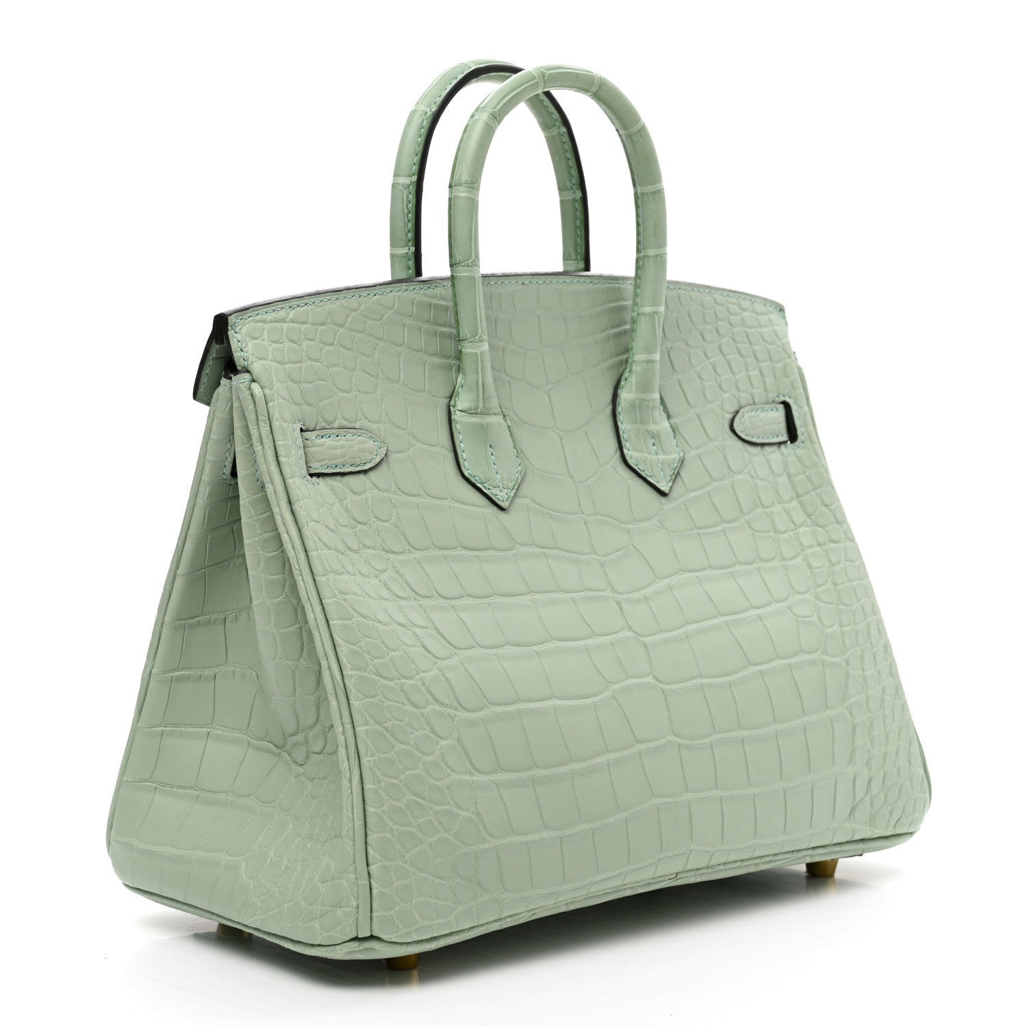 Hermes Matte Alligator Birkin 25 Vert D'eau 3 of 10