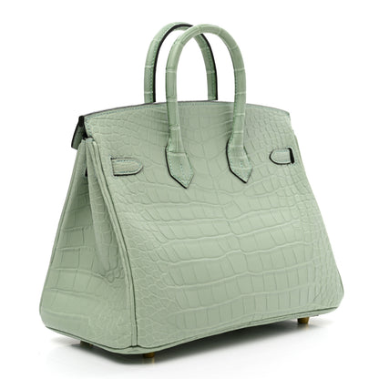 Hermes Matte Alligator Birkin 25 Vert D'eau 3 of 10