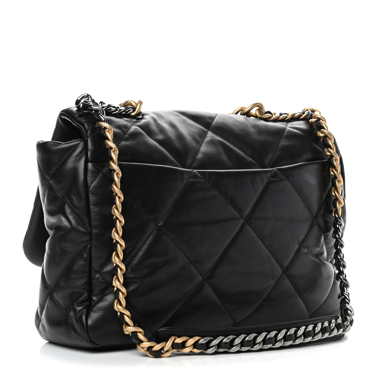 Goatskin Quilted Maxi Chanel 19 Flap Black