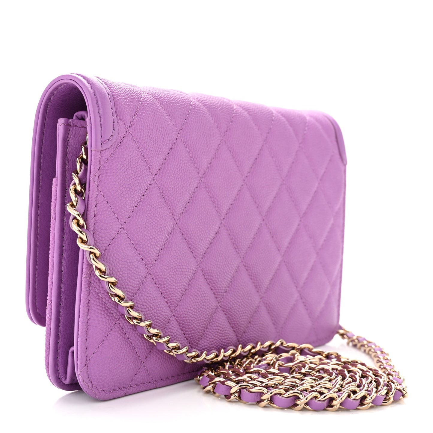 Caviar Quilted CC Filigree Wallet On Chain WOC Purple