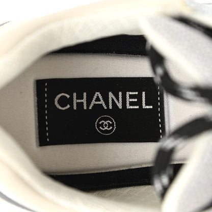 Chanel Nylon Calfskin Suede Womens CC Sneakers 36 Grey White 7 of 10