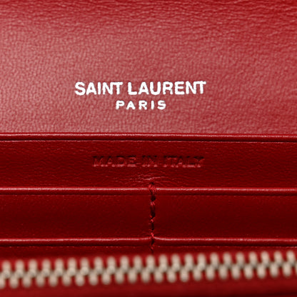 Saint Laurent Lambskin Y Quilted Monogram Large Loulou Flap Wallet Rouge Eros 7 of 9