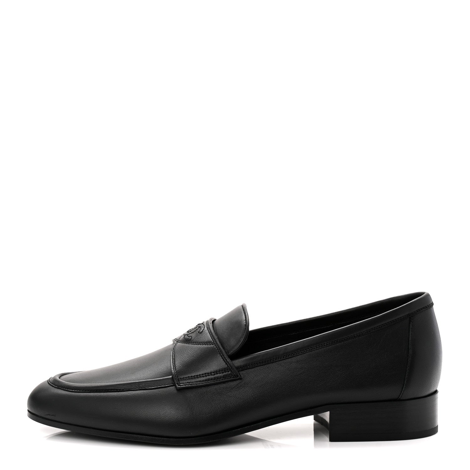 Chanel Lambskin Mens Stitched CC Loafers 42 Black 1 of 9