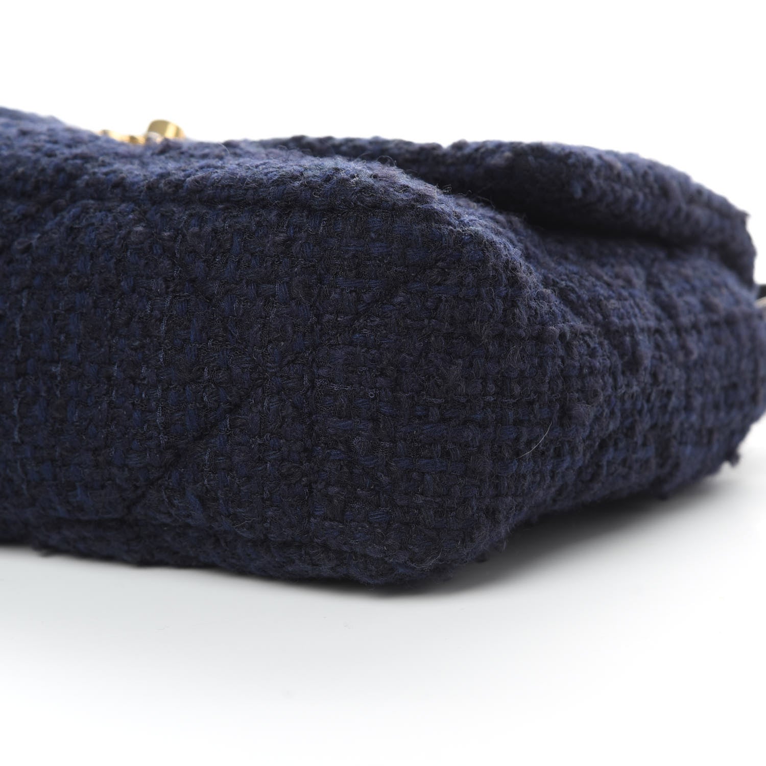 Chanel Tweed Quilted Large 19 Flap Navy Blue 10 of 11