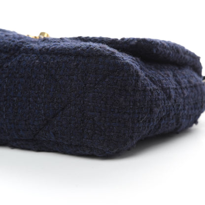 Chanel Tweed Quilted Large 19 Flap Navy Blue 10 of 11