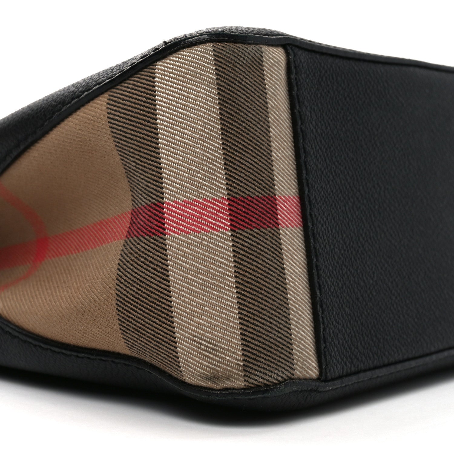 Burberry Soft Grain Calfskin House Check Small Helmsley Crossbody Black 16 of 19