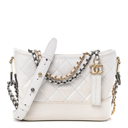 Chanel Patent Goatskin Quilted Small Gabrielle Hobo White 1 of 12