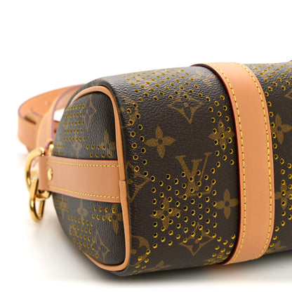 Louis Vuitton Grid Perforated Monogram Heritage Keepall Bandouliere 25 Yellow 7 of 8