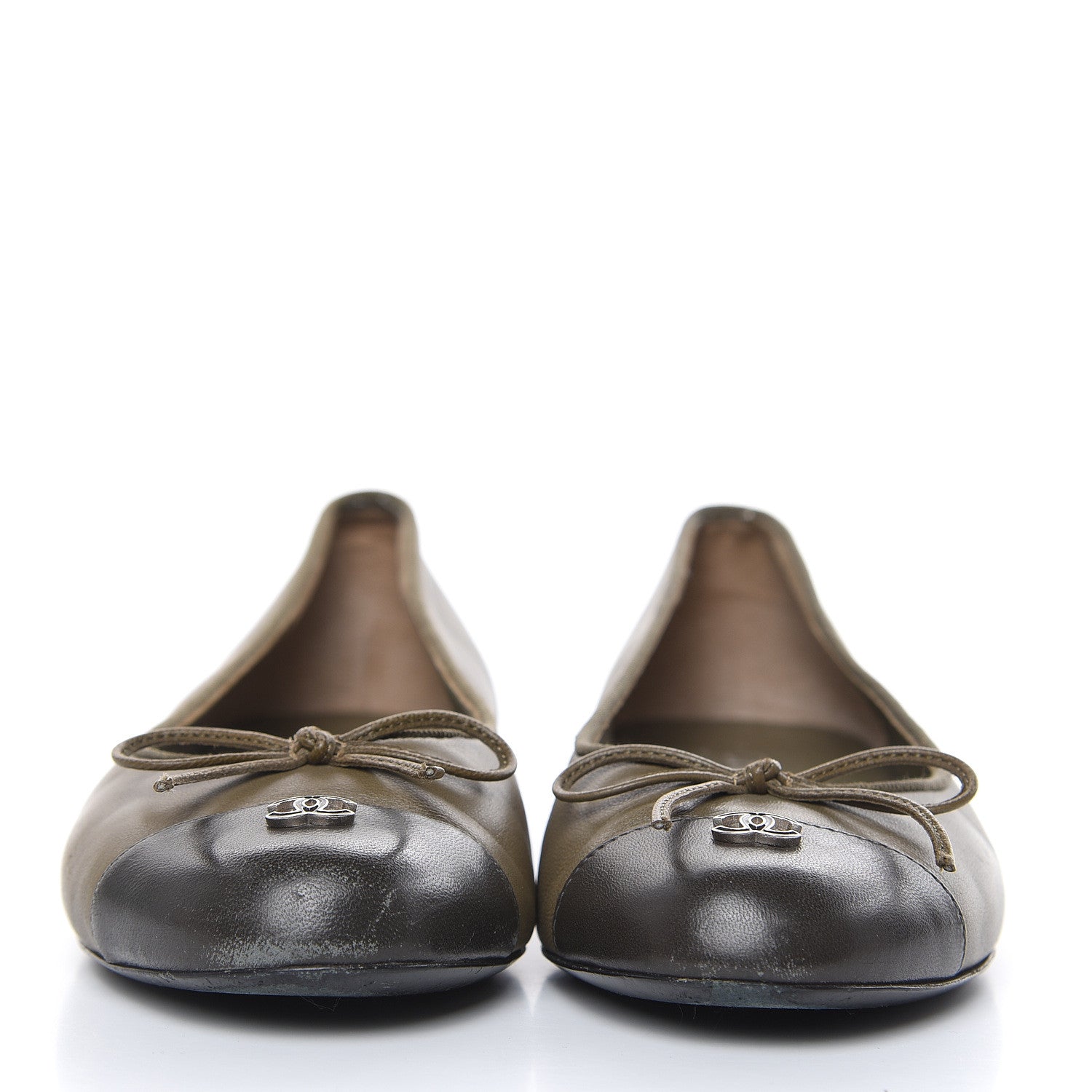 Chanel Lambskin Cap Toe Ballerina Flats 36 Green Black 2 of 12