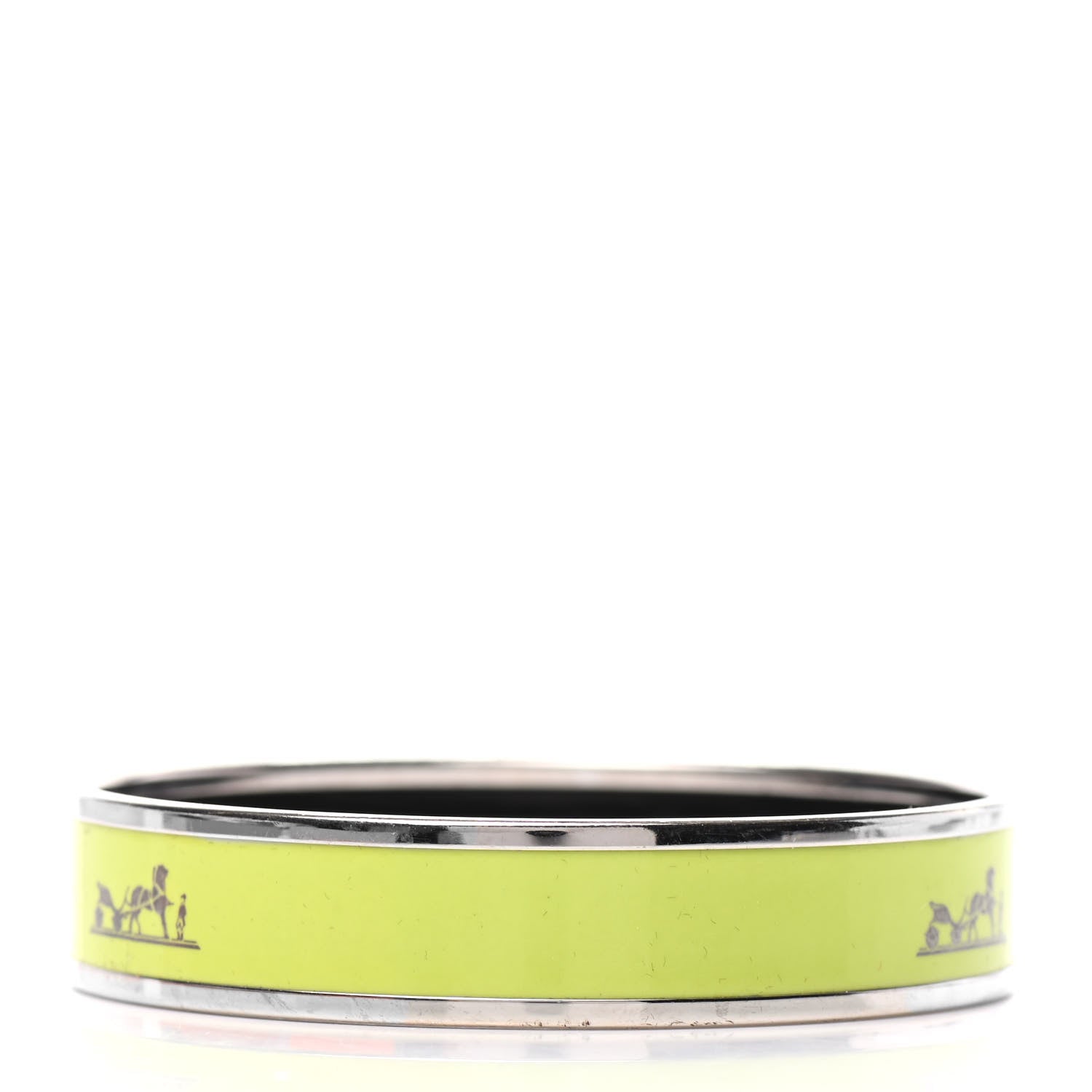 Hermes Enamel Printed Medium Caleche Bracelet 62 Lime 3 of 6