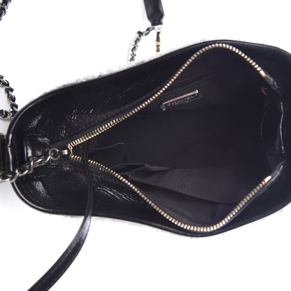 Chanel Sequin Wool Calfskin Small Gabrielle Hobo Black White 6 of 11