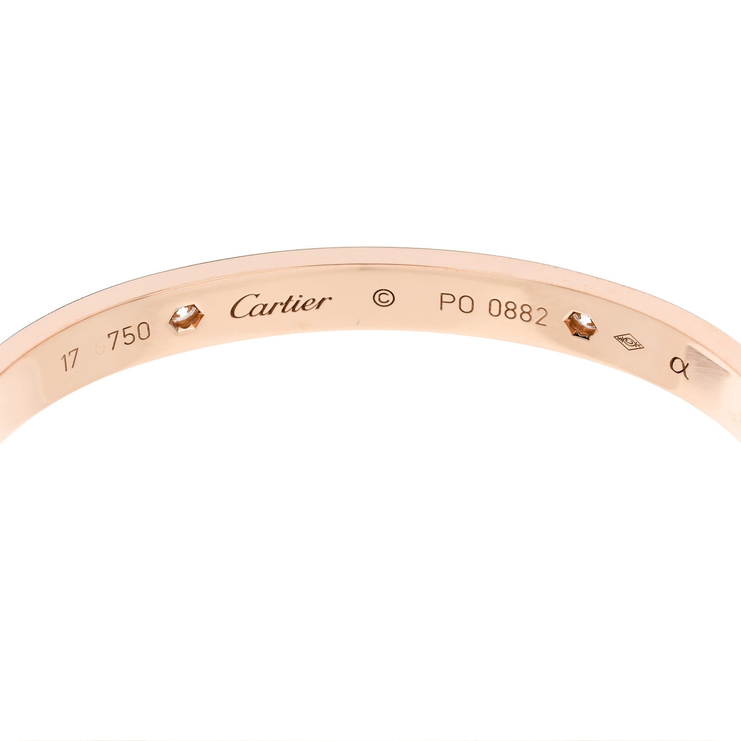18K Pink Gold 4 Diamond LOVE Bracelet 17