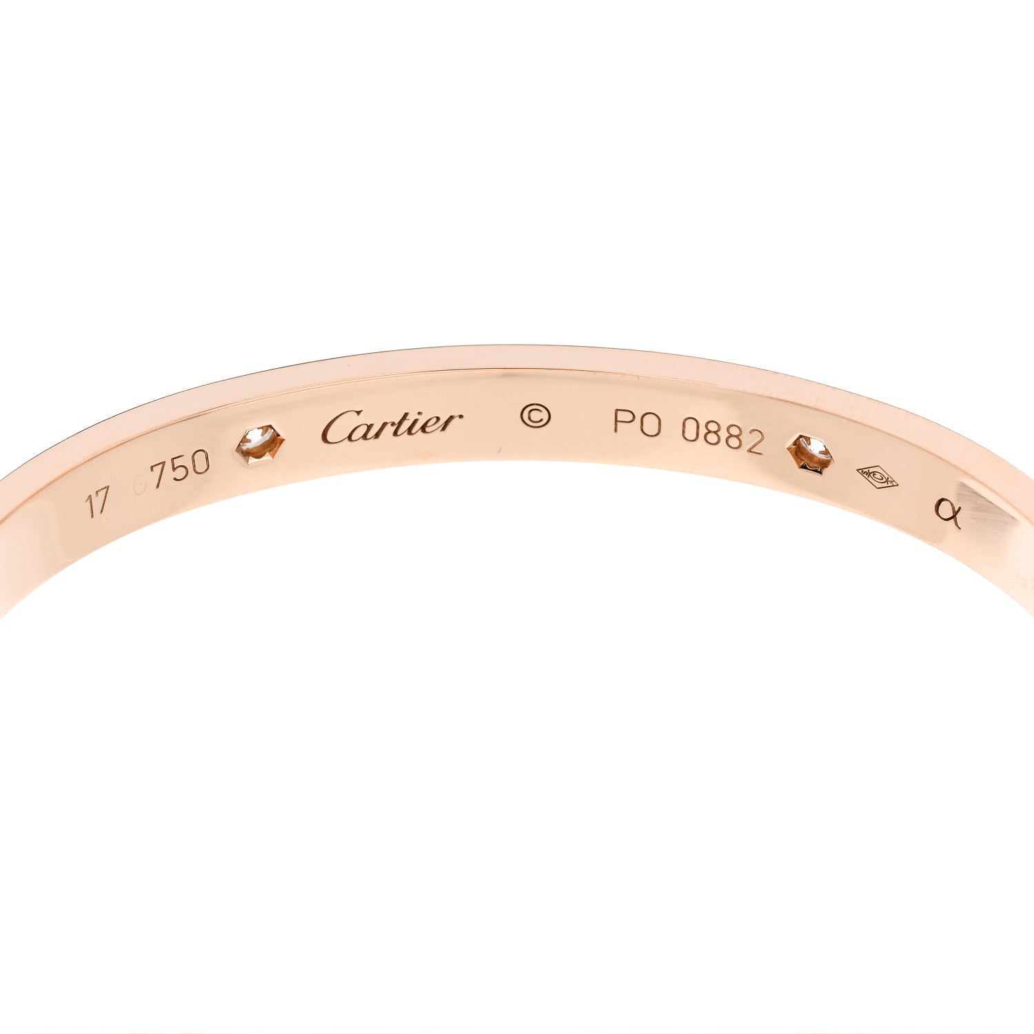 Cartier 18K Pink Gold 4 Diamond LOVE Bracelet 17 6 of 8