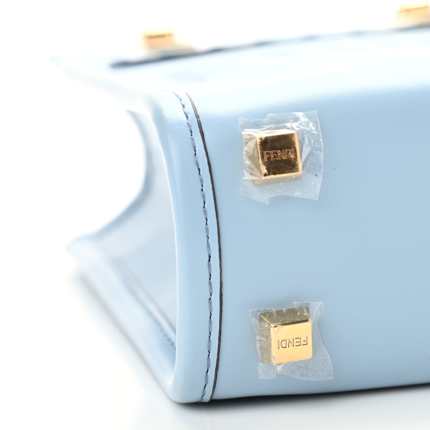 Vitello King Plexiglass Logo Embossed Mini Fendi Sunshine Shopper Tote Azzurro Baby