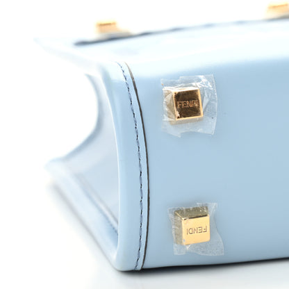 Fendi Vitello King Plexiglass Logo Embossed Mini Fendi Sunshine Shopper Tote Azzurro Baby 8 of 9