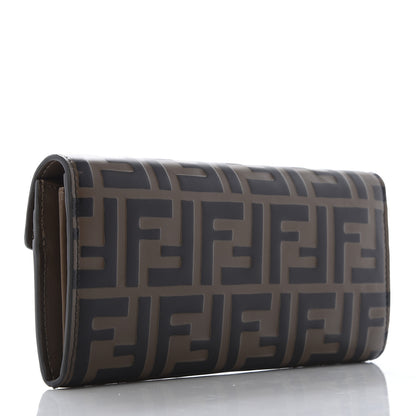 Fendi Vitello Soft F is Fendi Bi-Color FF 1974 Embossed Continental Envelope Wallet Maya Black 3 of 11