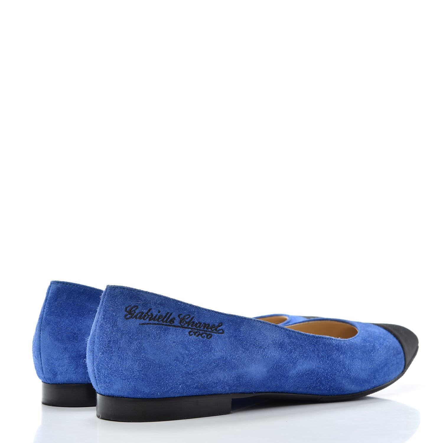 Chanel Suede Satin Cap Toe Gabrielle Ballerina Flats 39 Royal Blue Black 4 of 10