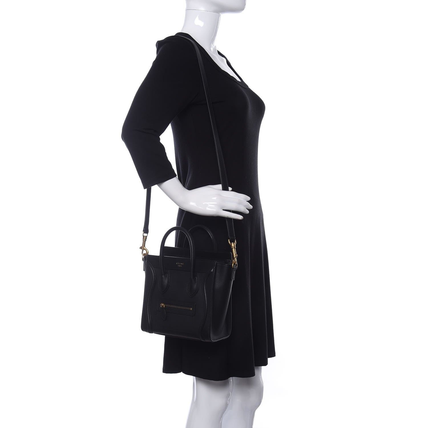 Celine Smooth Calfskin Nano Luggage Black 2 of 10