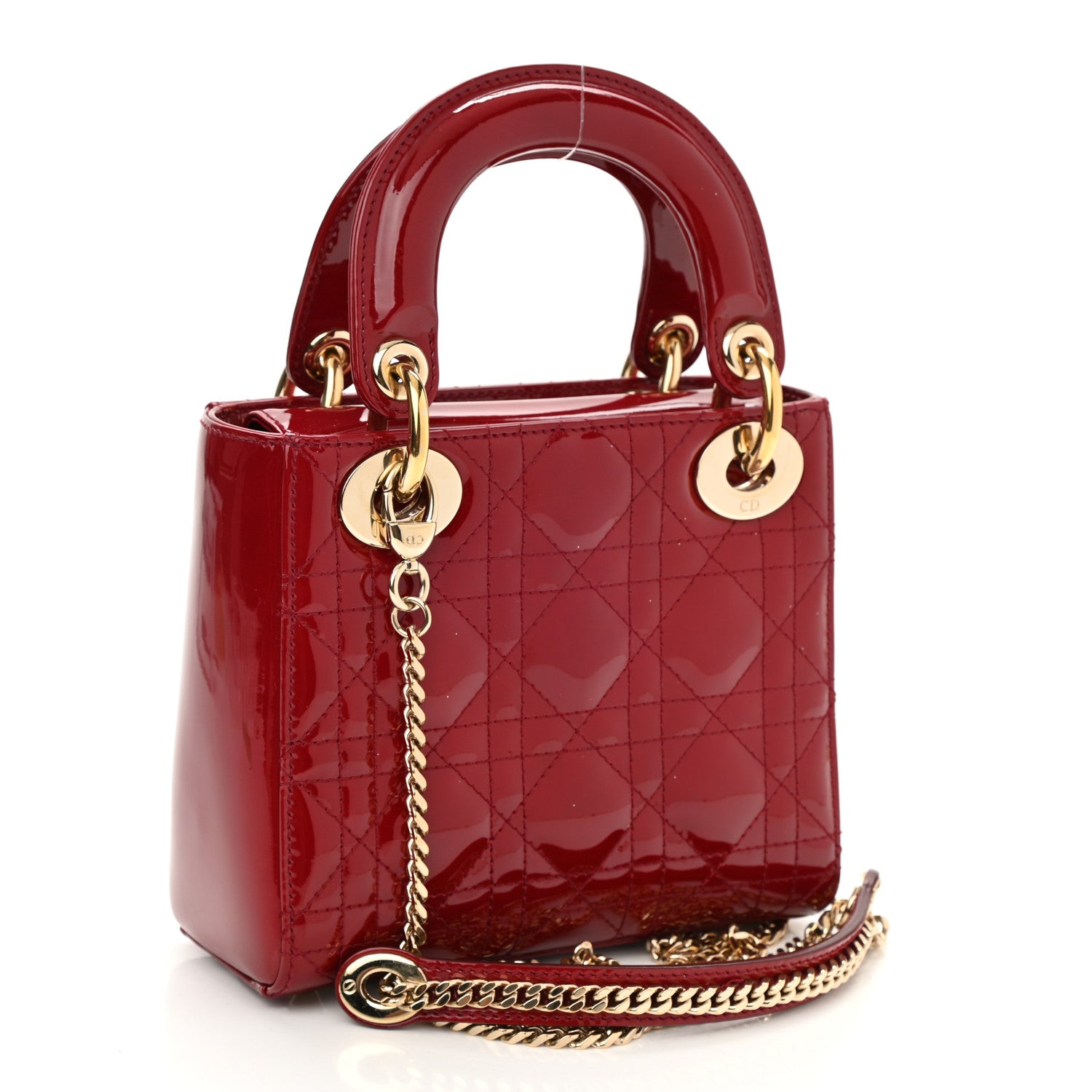 Christian Dior Patent Cannage Mini Lady Dior Red 3 of 8