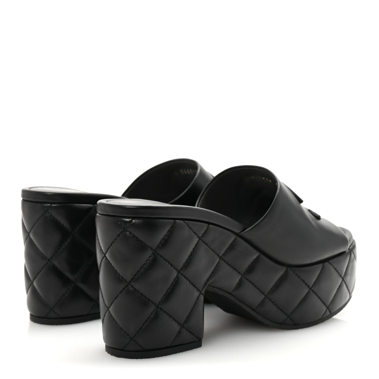 Lambskin Quilted CC Platform Mules 36 Black