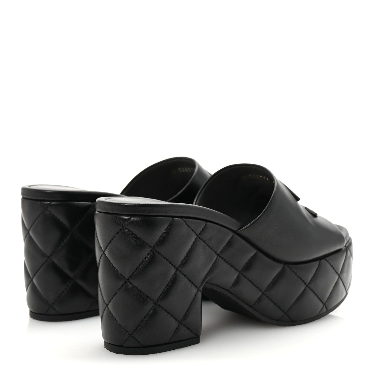 Chanel Lambskin Quilted CC Platform Mules 36 Black 5 of 10