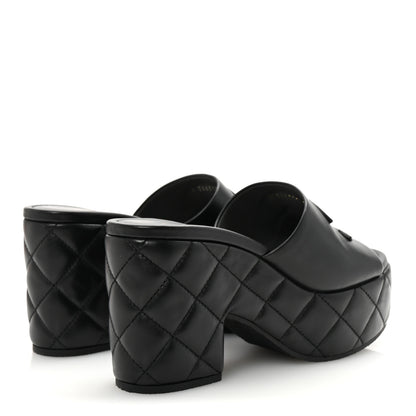 Chanel Lambskin Quilted CC Platform Mules 36 Black 5 of 10