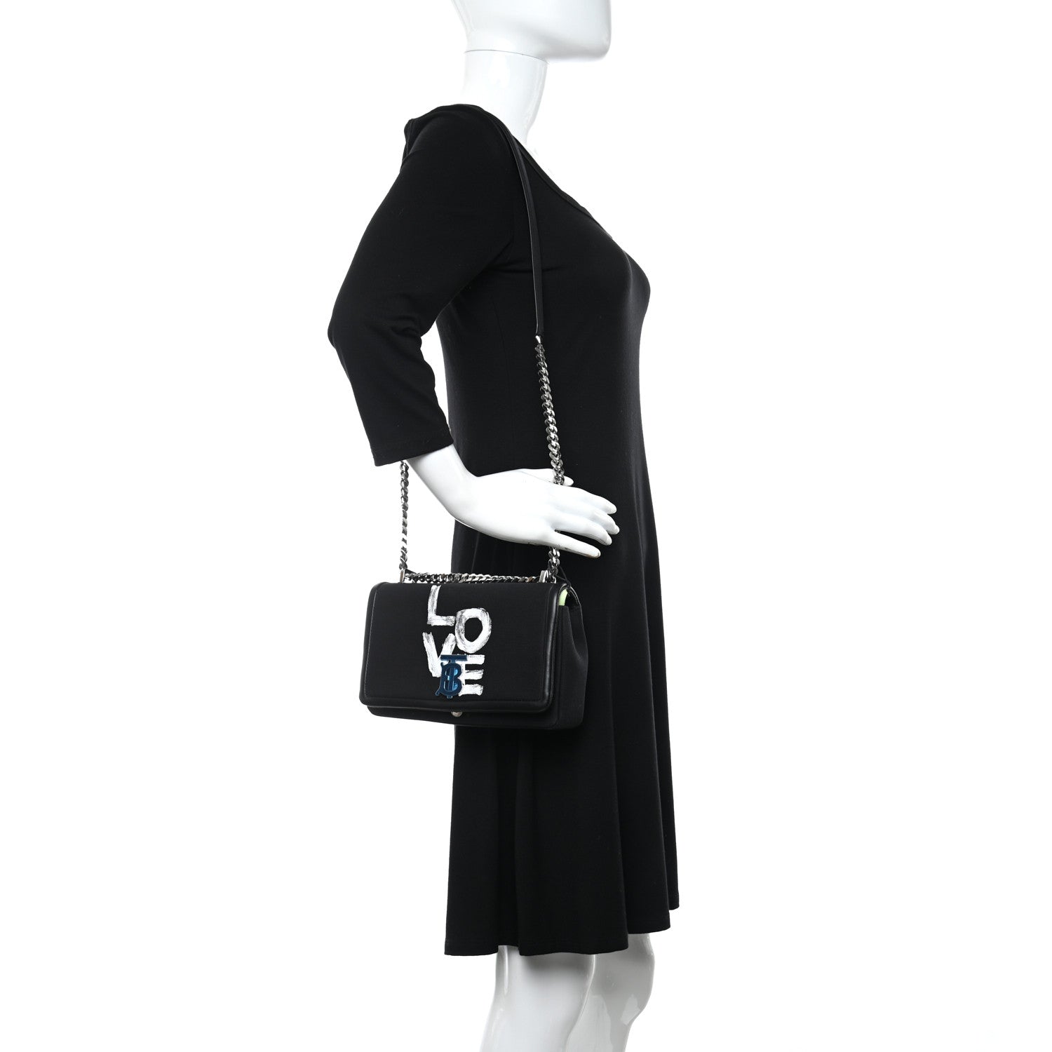 Burberry Canvas Printed Small Love Lola Bag Black 2 of 5