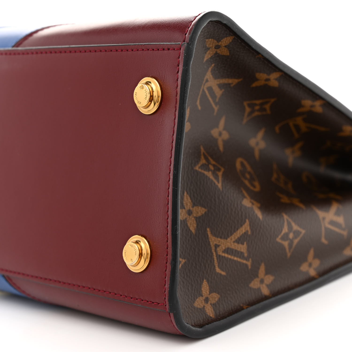 Louis Vuitton Calfskin Monogram City Steamer MM Blue Burgundy White 10 of 11
