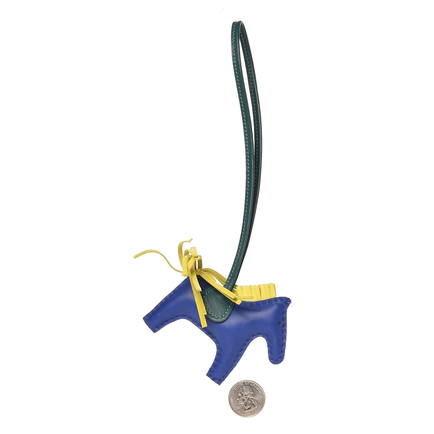 Milo Lambskin Grigri Rodeo Horse Bag Charm PM Bleu Electrique Lime Malachite
