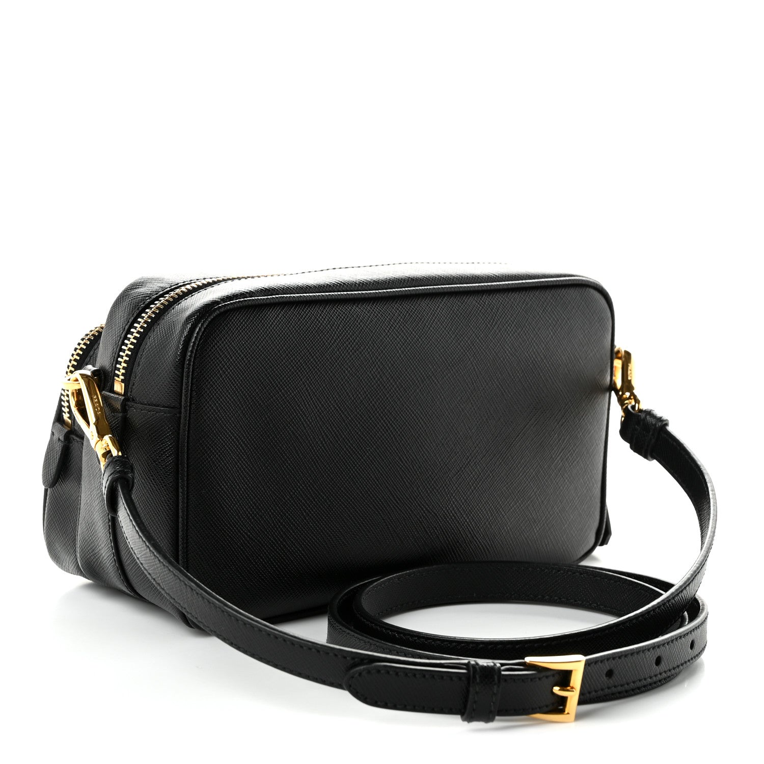 Prada Saffiano Lux Double Zip Crossbody Bag Black 3 of 11