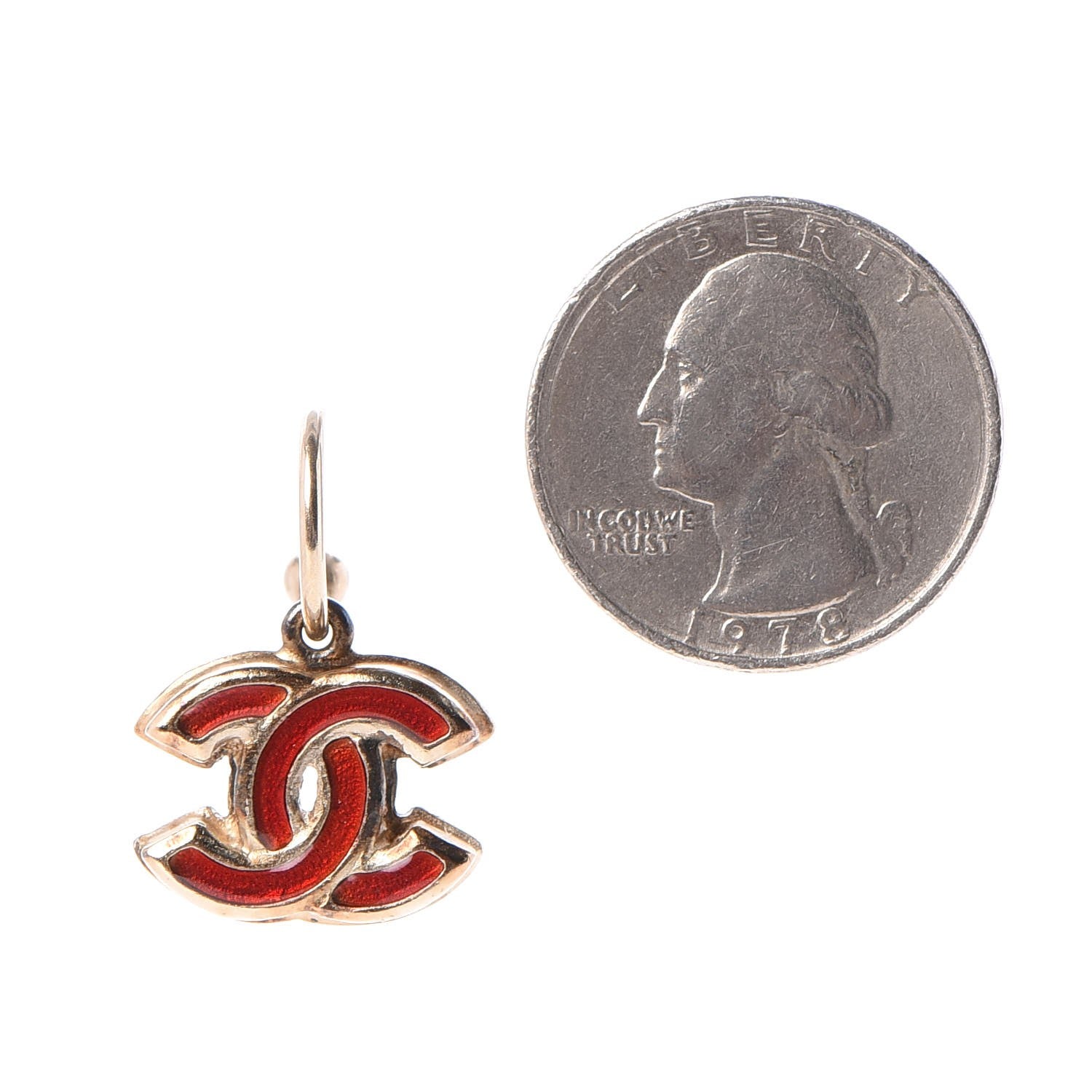 Chanel Enamel CC Earrings Red Gold 2 of 6