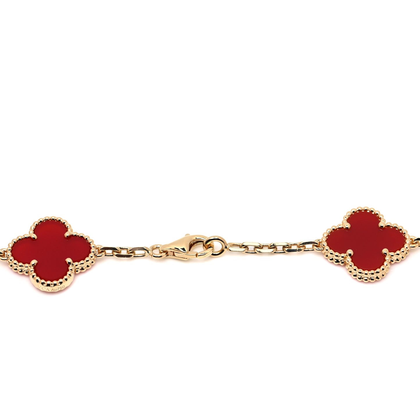 18K Yellow Gold Carnelian 20 Motifs Vintage Alhambra Necklace