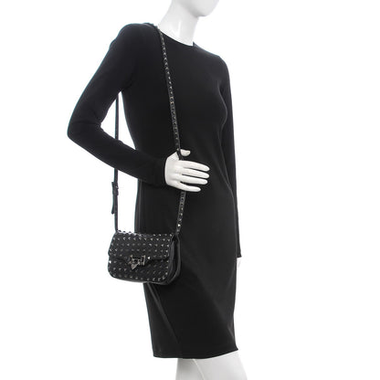 Valentino Garavani Vitello Mini Rockstud All Over Flap Saddle Crossbody Bag Black 2 of 8
