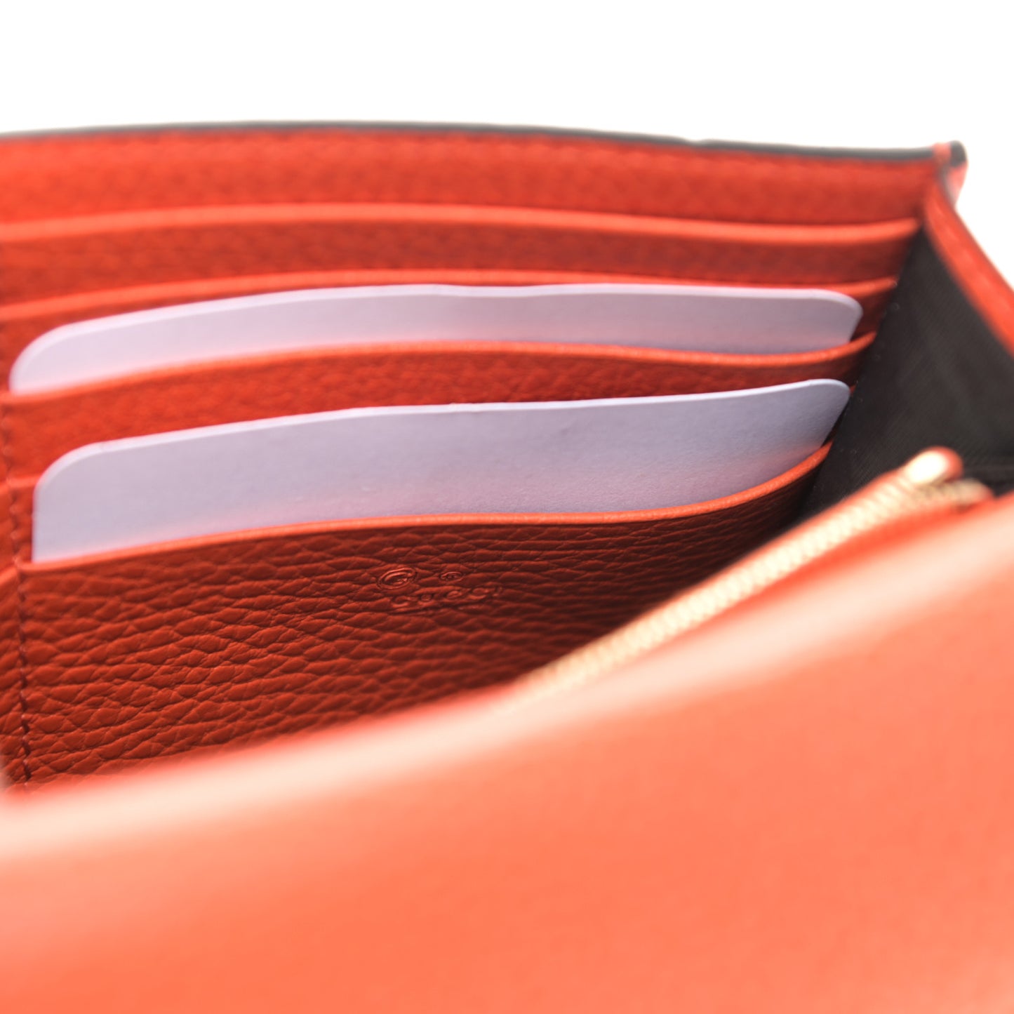 Dollar Calfskin Medium Betty Chain Wallet Sun Orange
