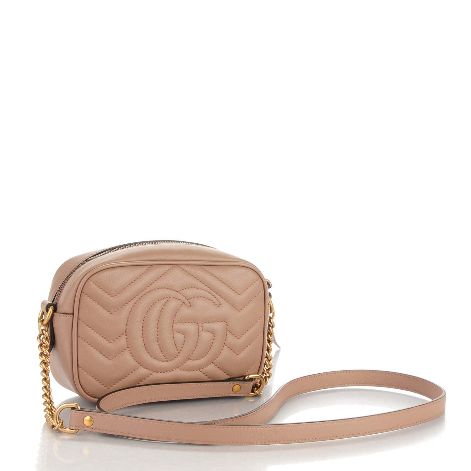 Gucci Calfskin Matelasse Mini GG Marmont Chain Shoulder Bag Nude 3 of 7