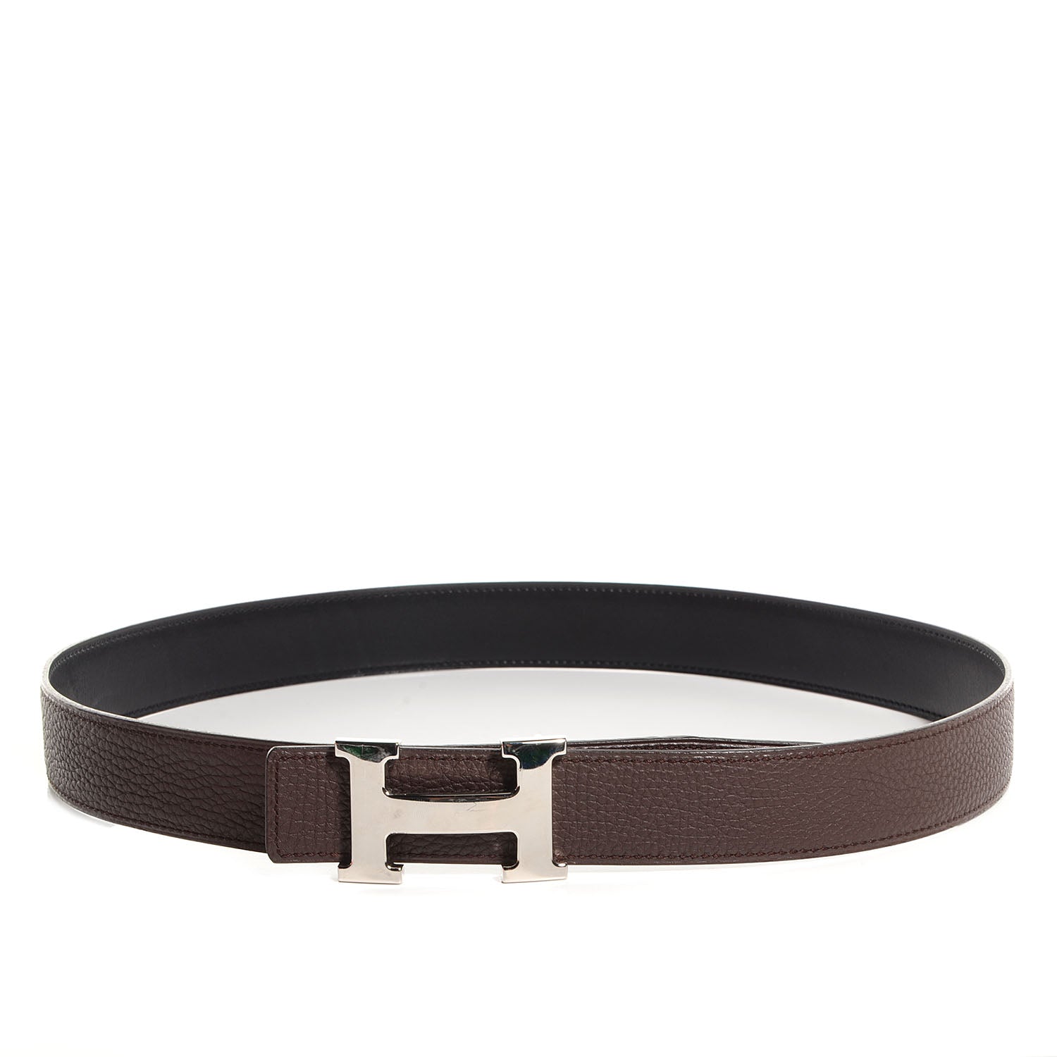 Hermes Box Togo Reversible Polished Constance 32mm H Belt Noir Chocolate 85 3 of 7