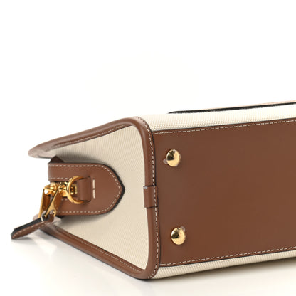 Burberry Canvas Smooth Calfskin Two Tone Small Pocket Bag Natural Malt Brown 6 of 7