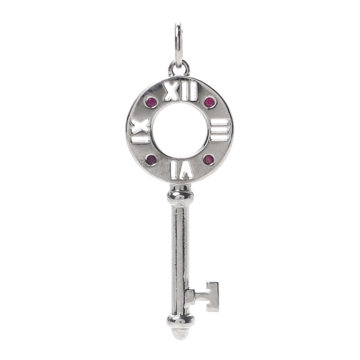 Tiffany 18K White Gold Ruby Atlas Pierced Key Pendant 1 of 4