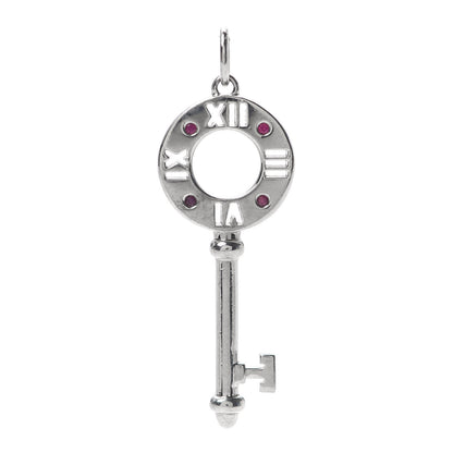 Tiffany 18K White Gold Ruby Atlas Pierced Key Pendant 1 of 4