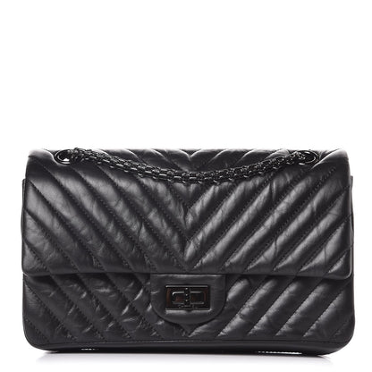 Chanel Aged Calfskin Chevron Quilted 2.55 Reissue 225 So Black 1 of 8