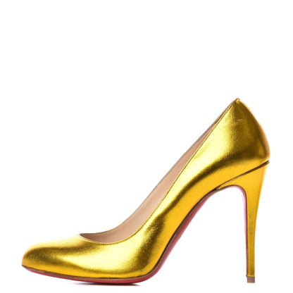 Christian Louboutin Metallic Crinkled Calfskin 100 Pumps 36.5 Gold 1 of 8
