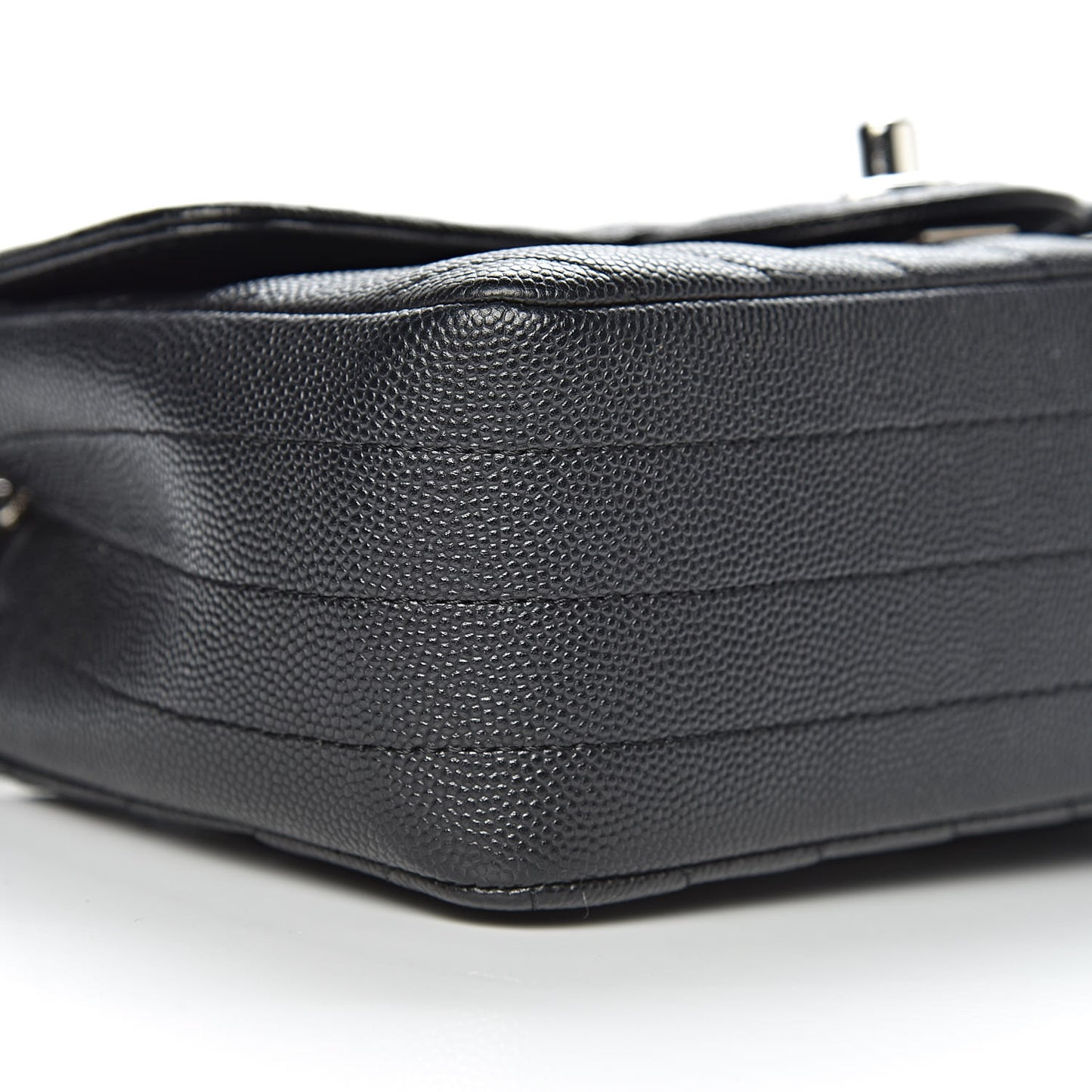 Caviar Chevron Quilted Mini Rectangular Flap Black