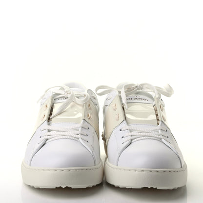 Valentino Garavani Calfskin Patent Mens Rockstud Open Sneakers 43 Bianco 2 of 9