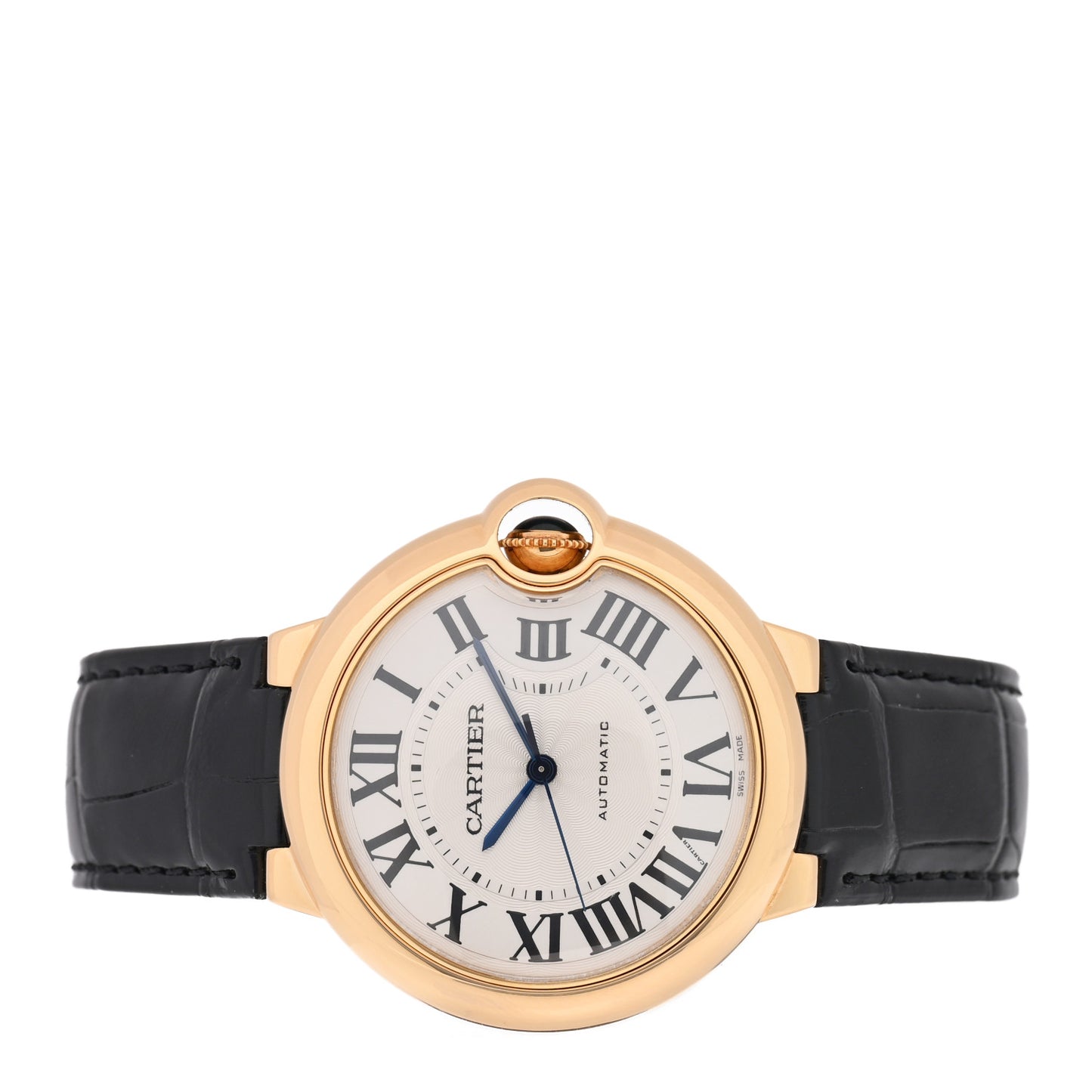 18K Yellow Gold Alligator 36mm Ballon Bleu De Cartier Automatic Watch