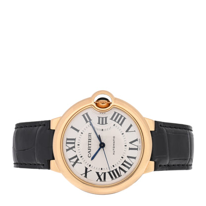 Cartier 18K Yellow Gold Alligator 36mm Ballon Bleu De Cartier Automatic Watch 2 of 4