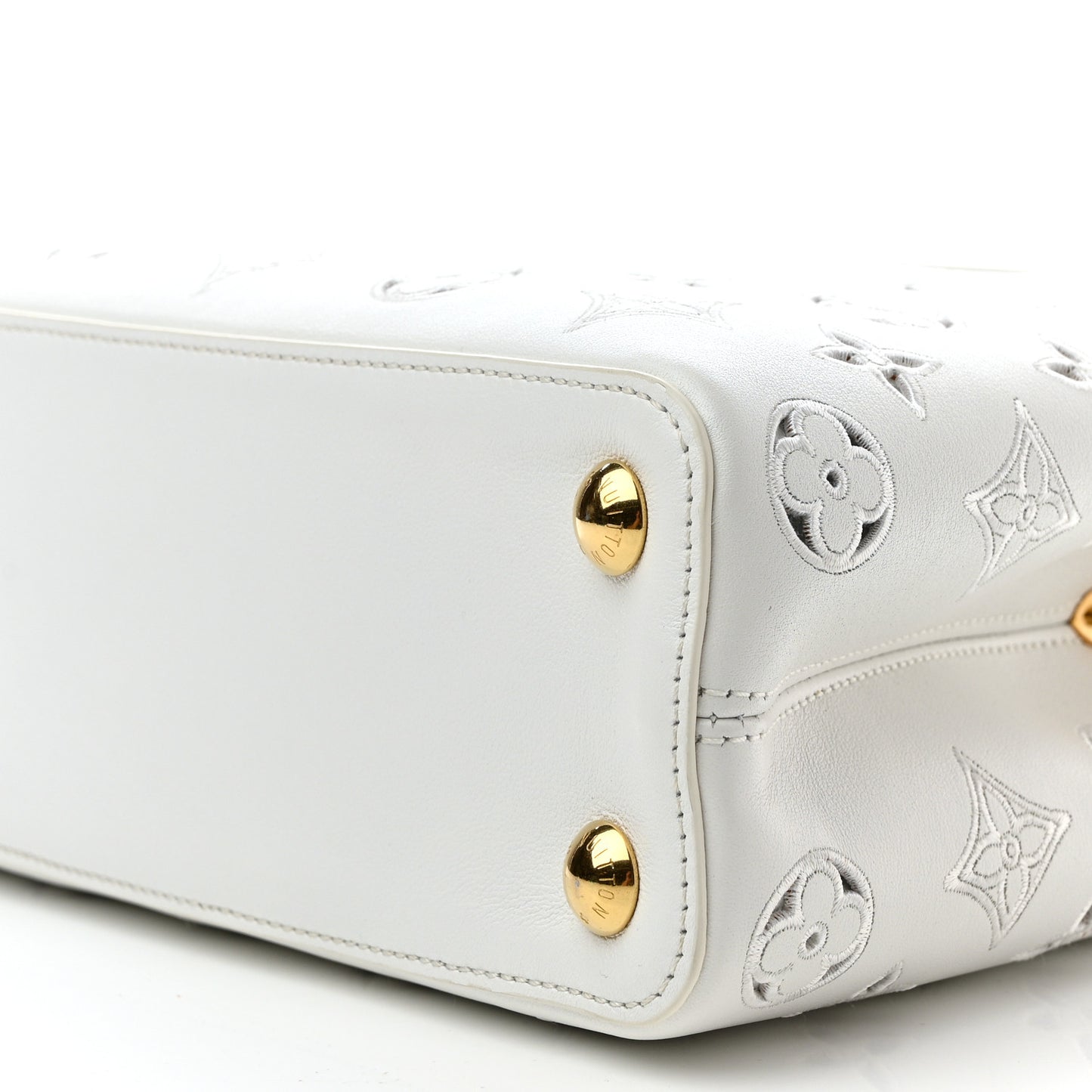 Calfskin LV Broderie Capucines BB White