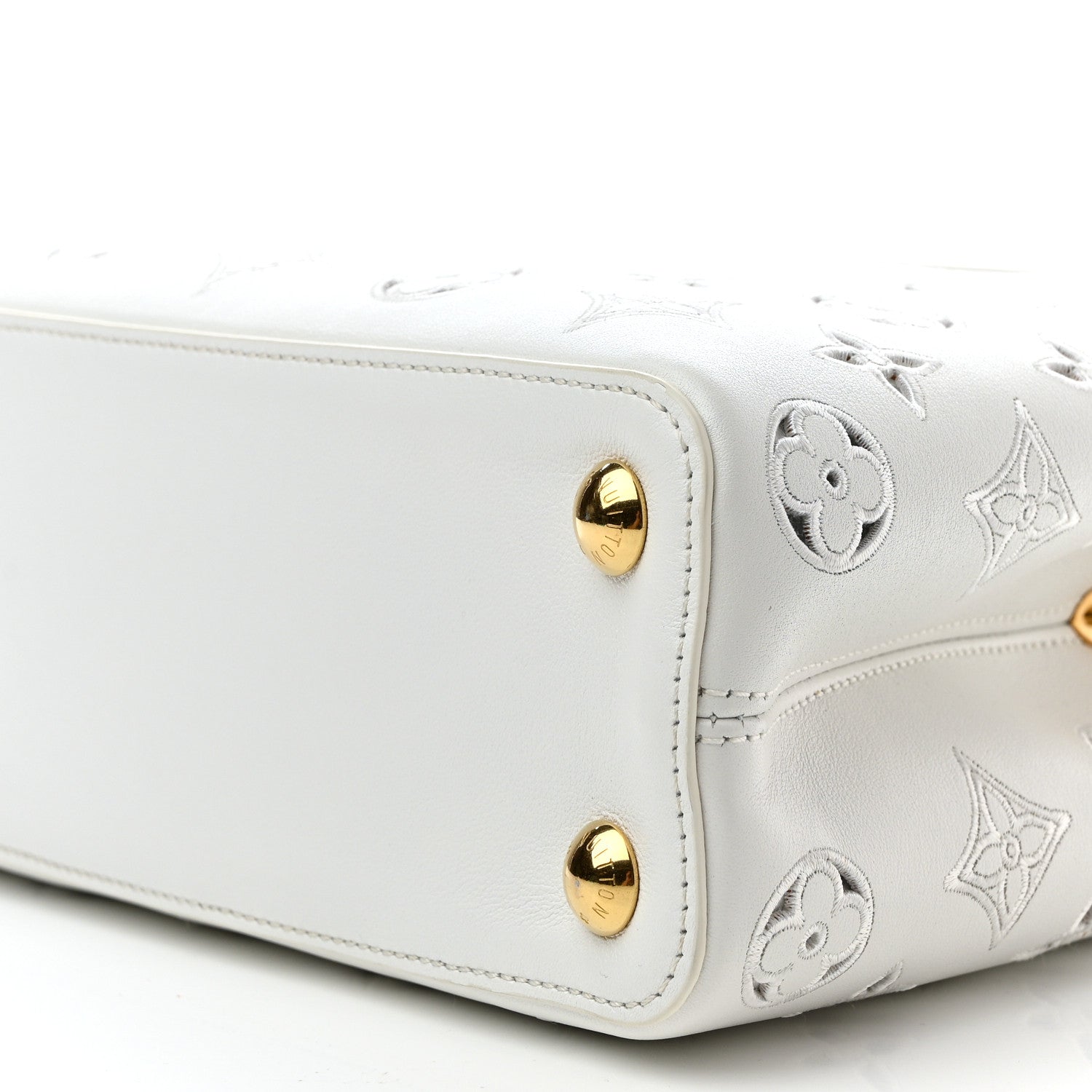 Louis Vuitton Calfskin LV Broderie Capucines BB White 10 of 16