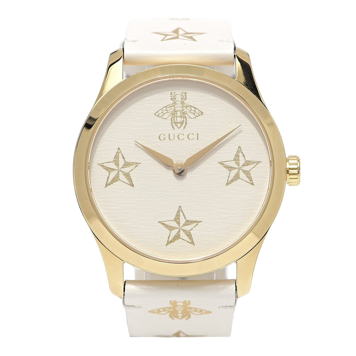 Stainless Steel Calfskin 38mm G-Timeless Bee Star Quartz Watch White